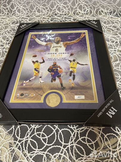 Картина Леброн Джеймс с монетой Лейкерс