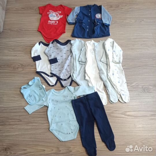 Пакет слипов, боди Mothercare 1-3 мес, 11шт