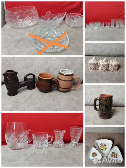Керамика,хрусталь кружка,рюмка,конфетница,ссср