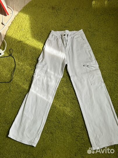 Белые джинсы карго женские