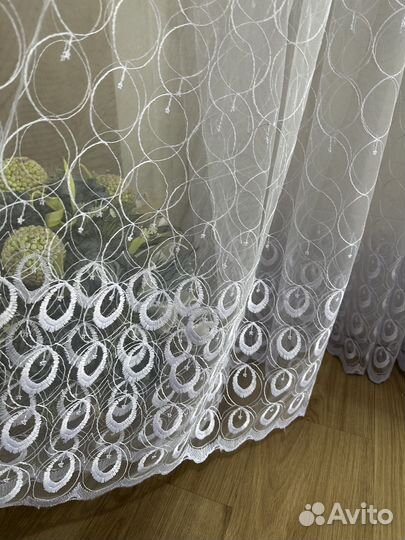 Тюль новый 5 метров на ленте вышивка