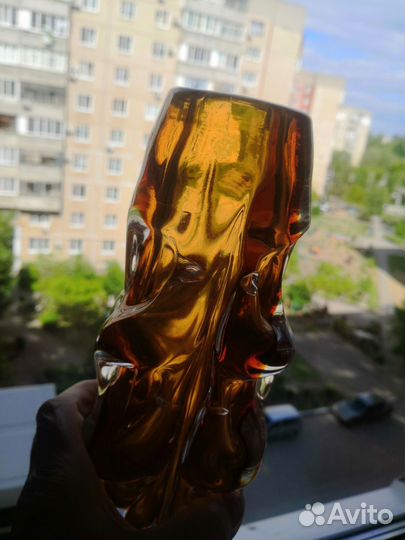 Ваза цветное стекло чехия