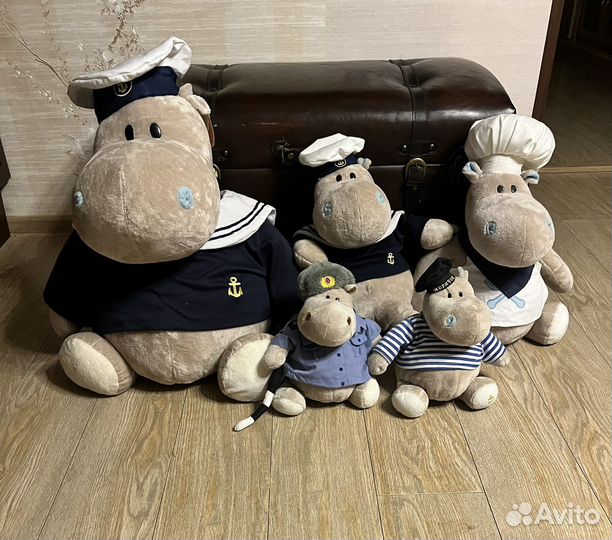Мягкая игрушка бегемот моряк, повар, вдв, дпс