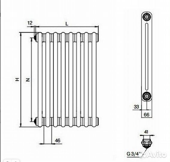 Радиатор трубчатый rifar tubog TUB 2180-04-DV1 Ниж