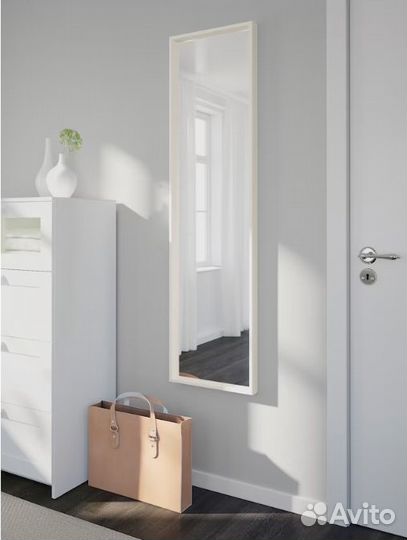 Зеркало Нисседаль 40х150 белый Икеа