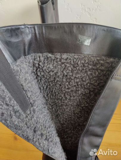 Сапоги кожаные зима широкая голяшка