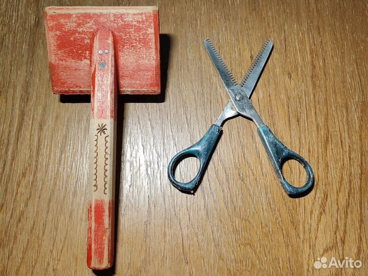 Щетка-пуходерка, ножницы филлировочные