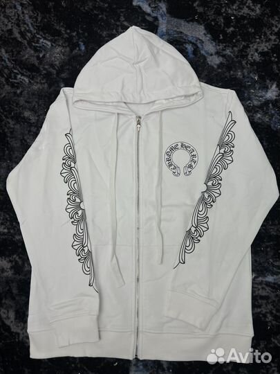 Зип худи chrome hearts white белая