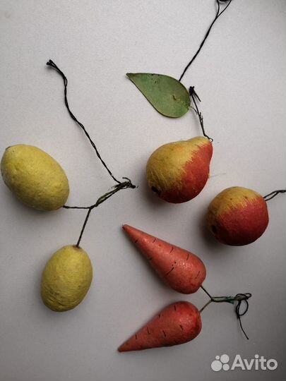 Елочная игрушка ватная фрукты И овощи СССР