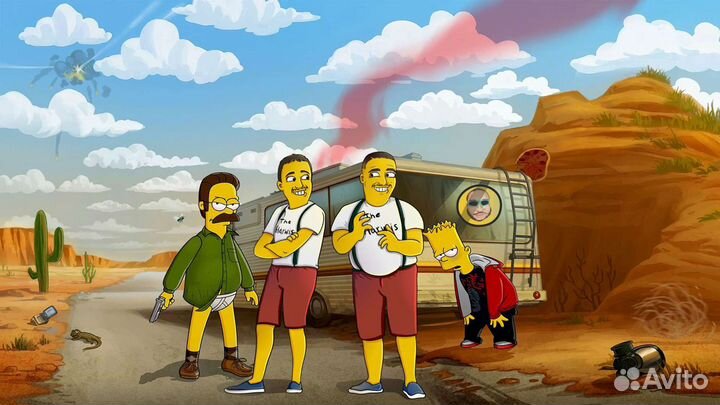 Симпсоны печать на холст
