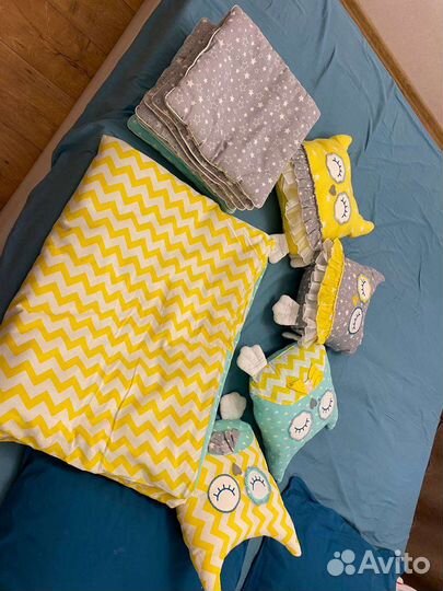 Детские подушки 12 бортики в кроватку одеяло