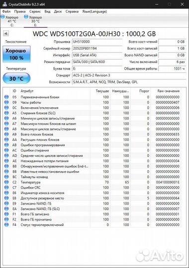 SSD диск SATA WD Green 1TB WDS100T2G0A