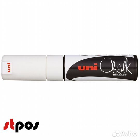 Маркер меловой Uni Chalk 8мм клиновидный белый