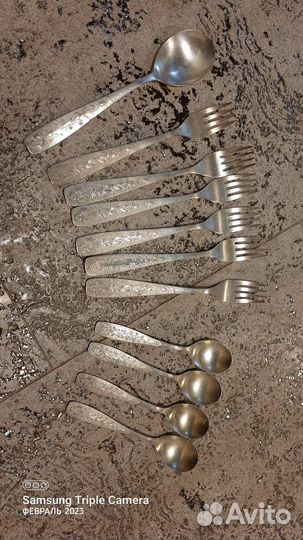 Ложки, вилки, мельхиор, столовые приборы, серебро