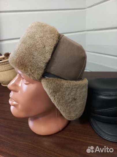 Шапка ушанка из дубленочной овчины