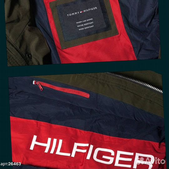 Зимняя куртка tommy hilfiger хаки стильная 52(L/XL)