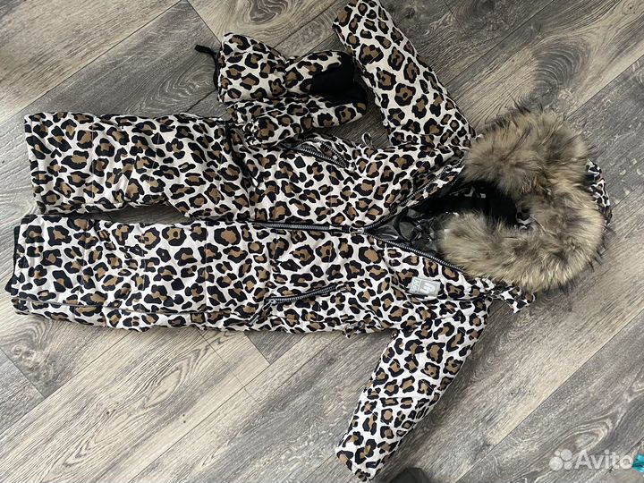 Комбинезон зимний 98-104 леопардовый