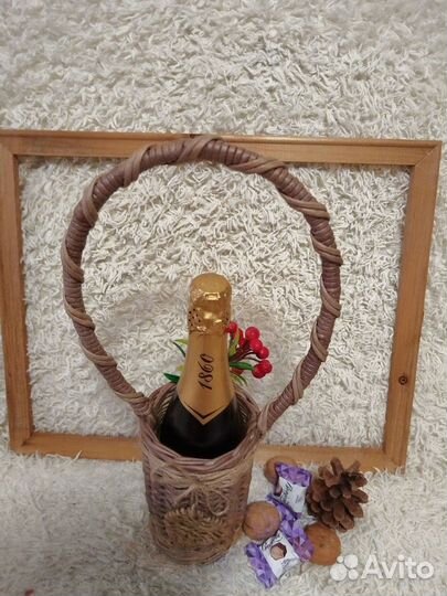 Корзина плетёная для шампанского, сухоцветов
