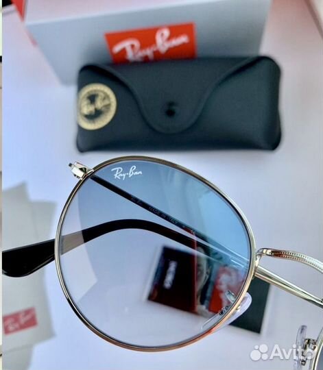 Очки ray ban round metal голубые