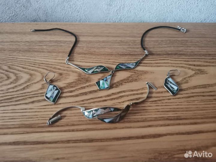 Комплект серьги/колье/браслет с перламутром