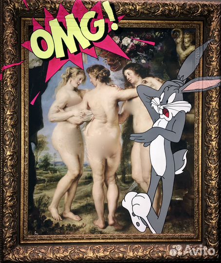 Современная картина в раме барокко поп арт