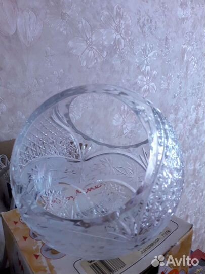 Хрустальная ваза подарок корзина лукошко