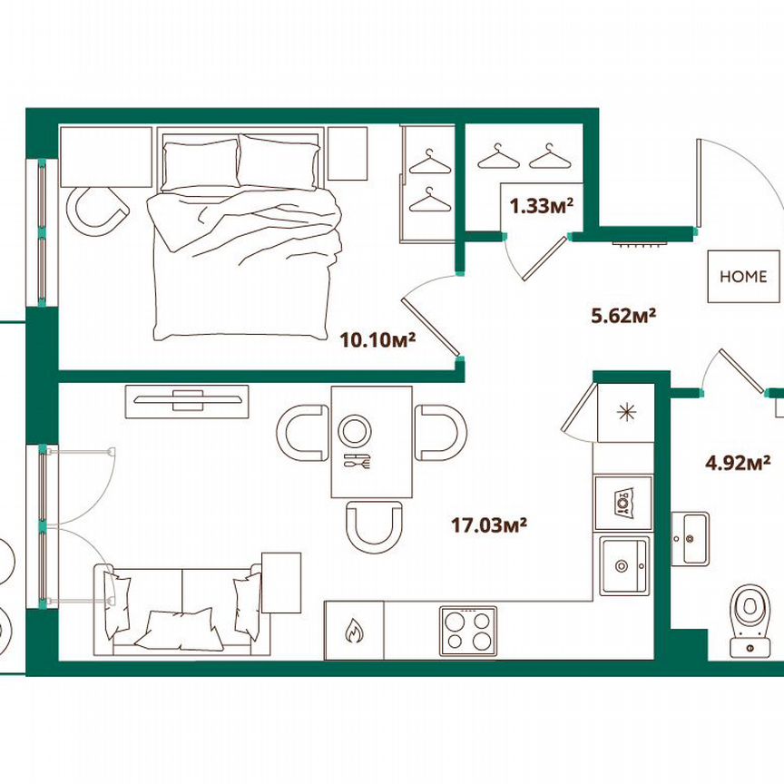 1-к. квартира, 40,2 м², 6/12 эт.