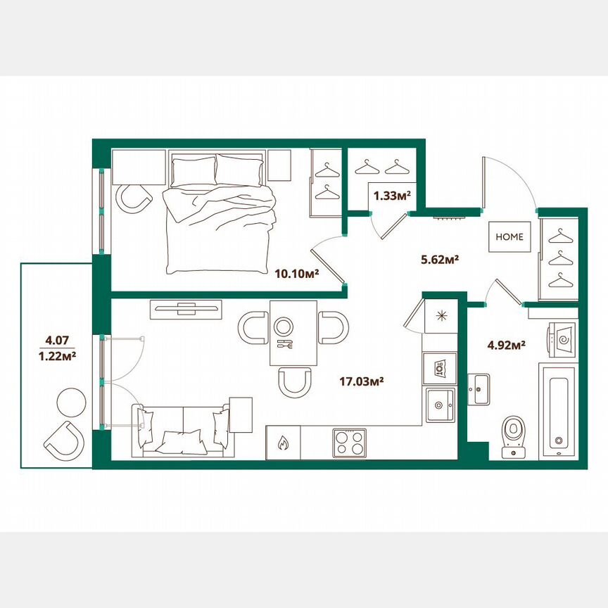 1-к. квартира, 40,2 м², 6/12 эт.