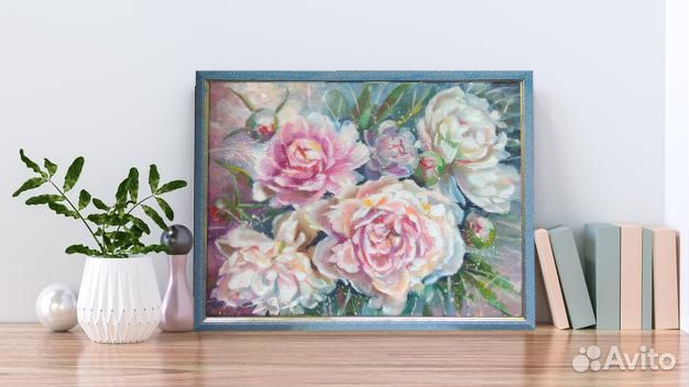 Картина маслом. Цветы, пионы