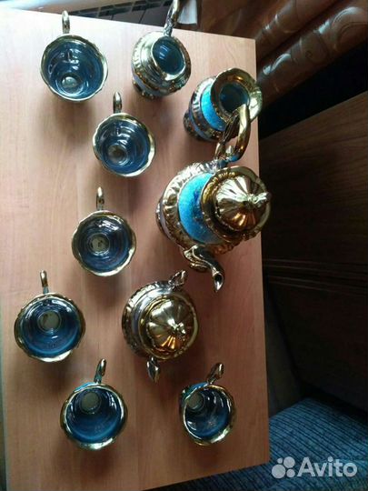 Сервиз чайный, с позолотой, 10 предметов