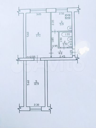2-к. квартира, 43,4 м², 2/5 эт.