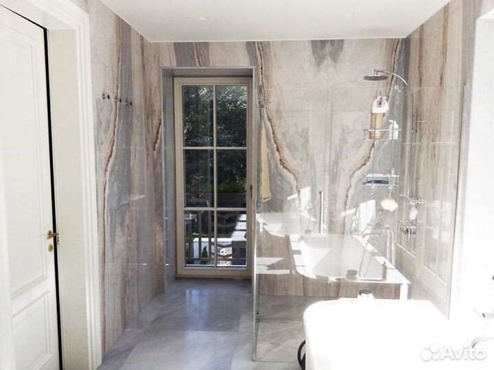 Облицовка мрамором, гранитом, кварцитом стен,полов