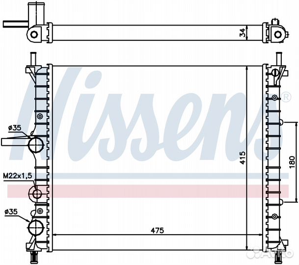 Радиатор охлаждения двс fiat brava (1995) 1.4