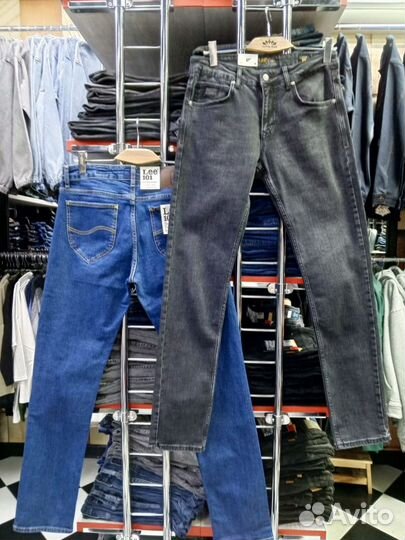 Мужские джинсы Lee 101 с зелёнцой