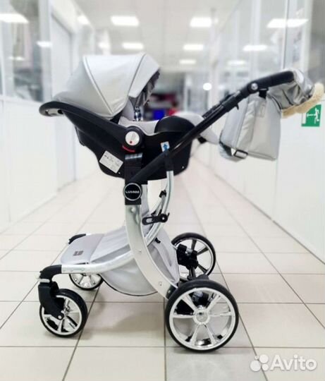 Коляска Новая Luxmom 608 3 в 1 в эко-коже