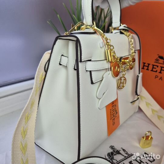 Сумка новая Hermes Kelly 25см белая