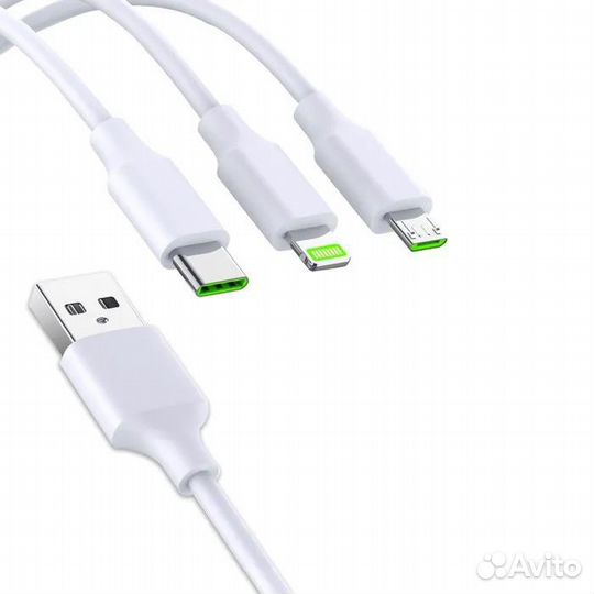 Кабель awei 3IN1 CL120 1.2m 2.4A white