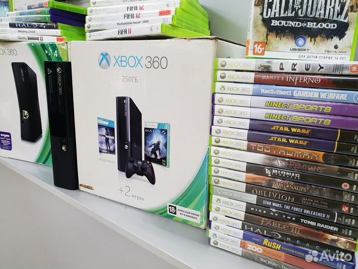 Xbox360 E slim на 1TB + 2 геймпада + kinect + игры