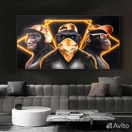 Популярная интерьерная картина 3 обезьяны