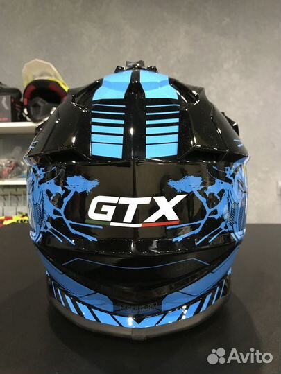 Шлем мото кроссовый GTX 632S #3 black / blue детск