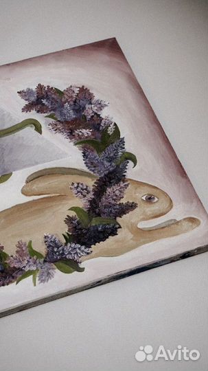 Картина. Холст, масло. Заяц/кролик