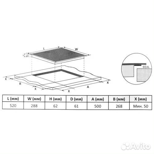 Индукционная панель с горизонтальным расположением