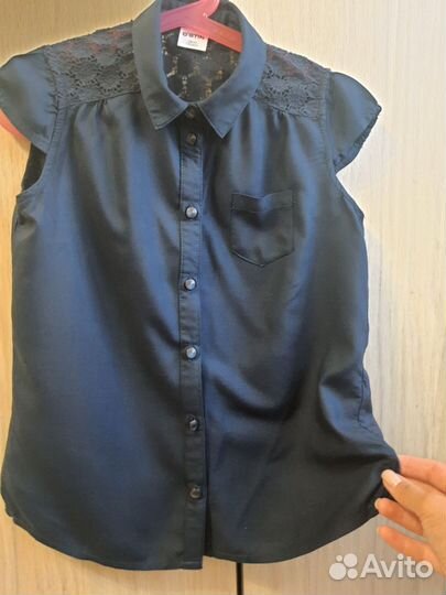 Блузка синяя на девочку 128