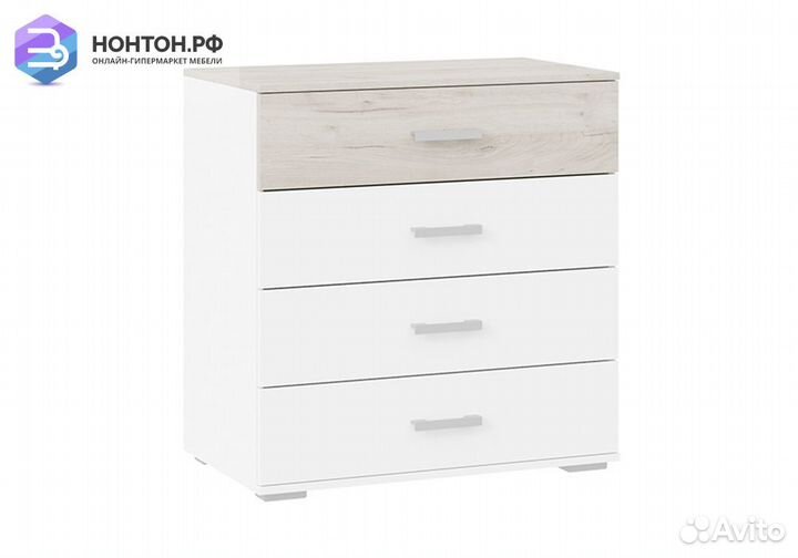 Комод Арчи белый текстура / дуб крафт серый