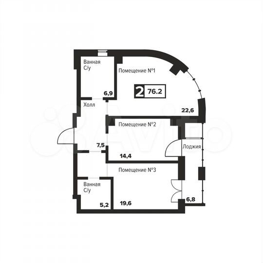 2-к. апартаменты, 76,2 м², 19/31 эт.