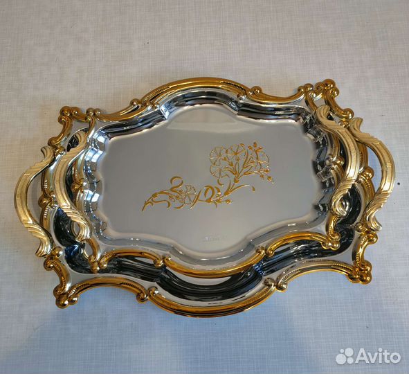 Подносы сервировочные хромированные, набор