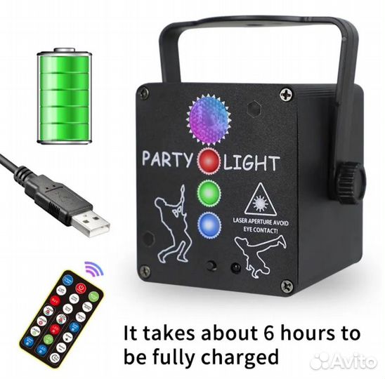 Лазерный мини диско-проектор RGB 128 узоров