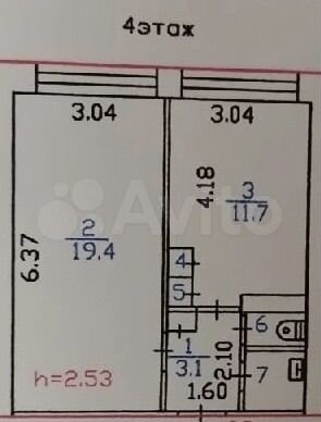 2-к. квартира, 37,7 м², 4/5 эт.