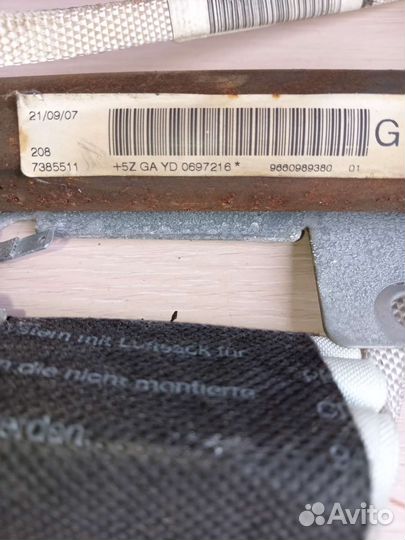 Подушка безопасности боковая шторка на пежо 407