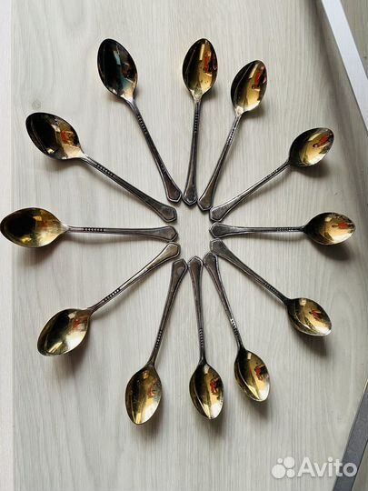 Ложки кофейные мельхиоровые с позолотой